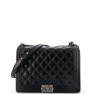 Chanel Double Stitch Boy Flap Bag Quilted Calfskin Large