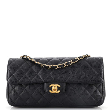 Chanel Vintage Classic Single Flap Bag Quilted Caviar East West