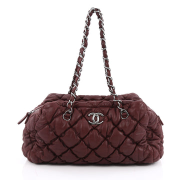 Chanel Bubble Bowler Bag Quilted Lambskin Medium Red