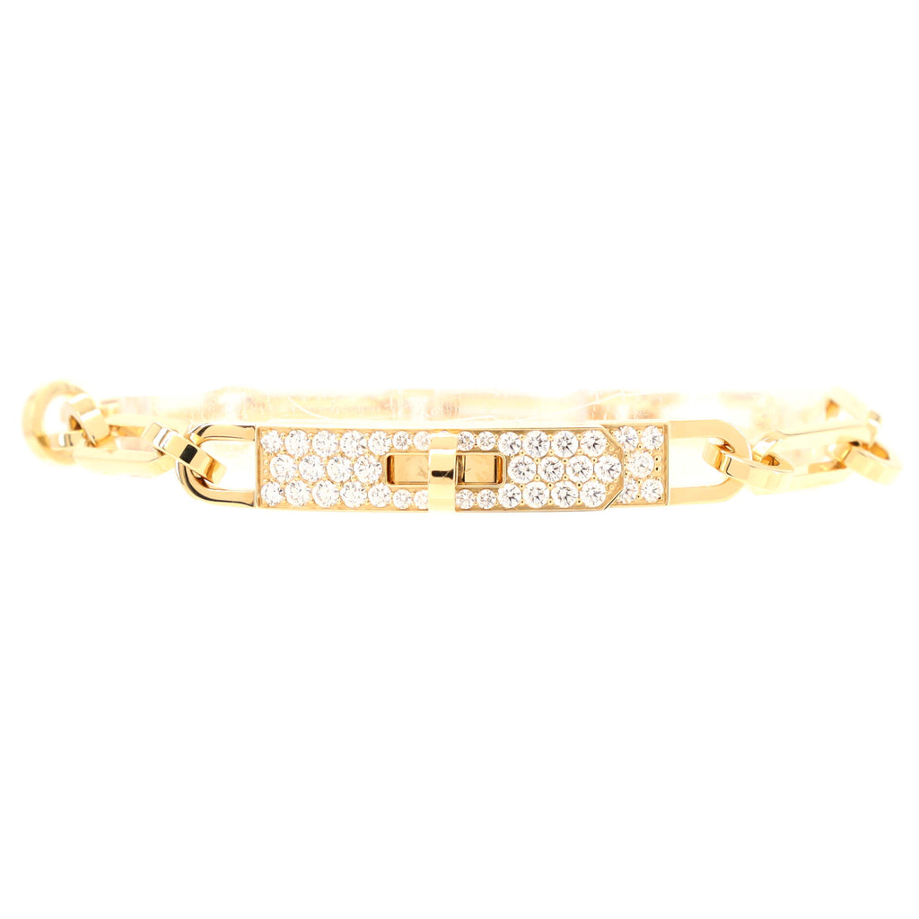 Hermes Kelly Diamond Bracelet Small Model 18k Yellow Gold SH – Mightychic