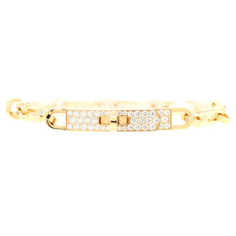 Hermes Kelly Chaine Bracelet 18K Yellow Gold and Pave Diamonds Small