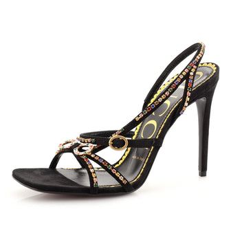 Gucci Women's Carmen Heeled Sandals Embellished Suede