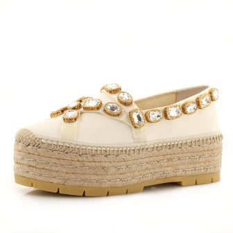 Gucci Women's Platform Espadrilles Embellished Canvas