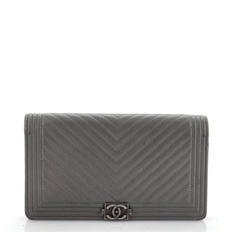 Chanel Boy Yen Wallet Chevron Calfskin