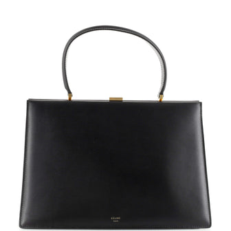 Celine Clasp Top Handle Bag Leather Medium