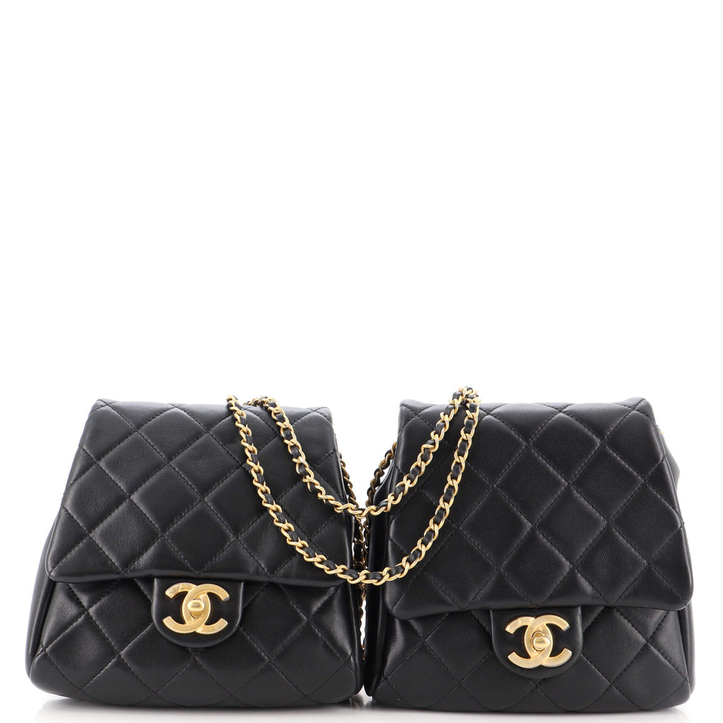 Chanel Side Packs Flap Bag Quilted Lambskin Small Black 2004692