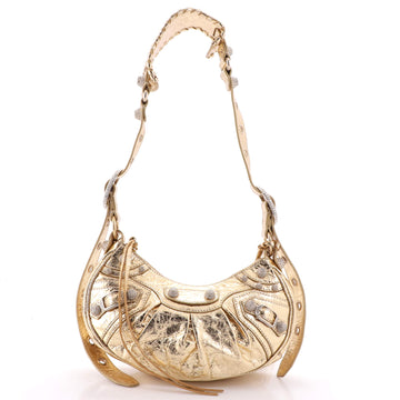 Balenciaga Le Cagole Giant Studs Shoulder Bag Crocodile Embossed Leather with Crystals XS