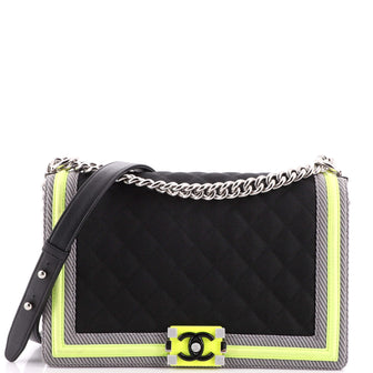 Chanel Fluo Boy Flap Bag Quilted Canvas New Medium