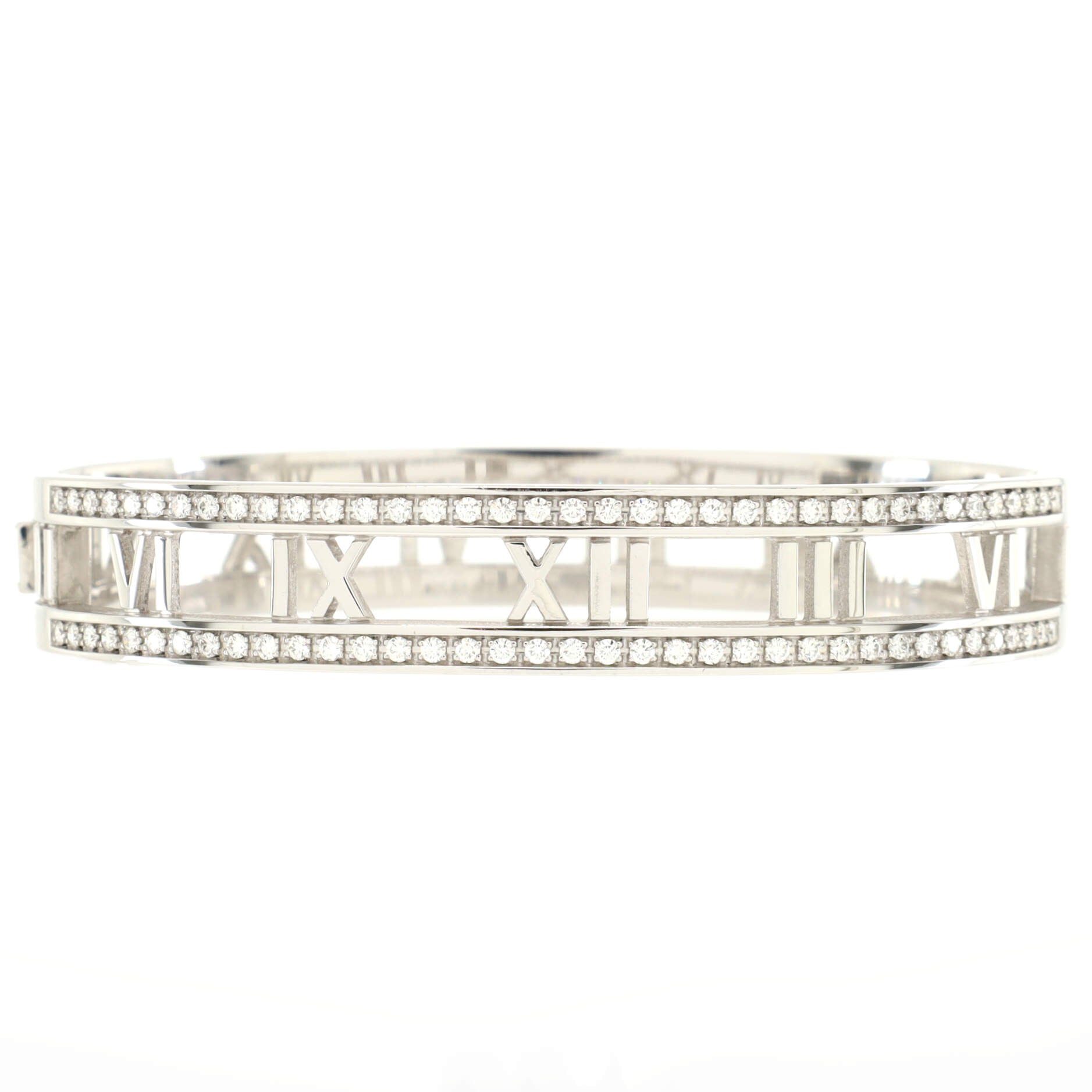 Tiffany & Co. Atlas Open Hinged Bangle Bracelet 18K White Gold