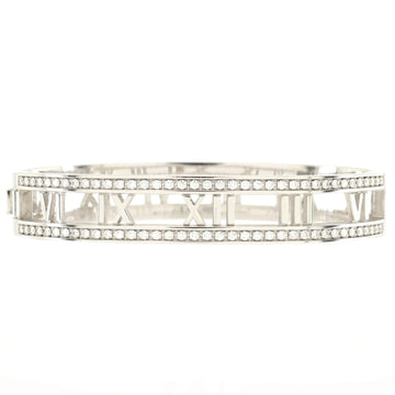 Tiffany & Co. Atlas Open Hinged Bangle Bracelet 18K White Gold with Diamonds