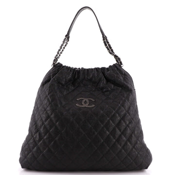 Chanel CC Elastic Shoulder Bag Quilted Caviar Large
