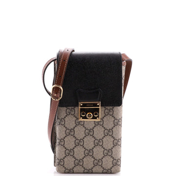 Gucci Padlock Phone Case Crossbody Bag GG Coated Canvas and Leather