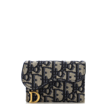 Christian Dior Saddle Card Case Oblique Canvas
