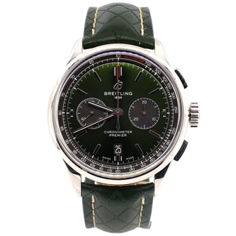 Breitling Premier B01 Chronograph Bentley British Racing Automatic Watch Stainless Steel and Leather 42