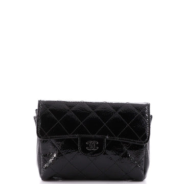 Chanel Flap Zip Cosmetic Case Quilted Patent Small