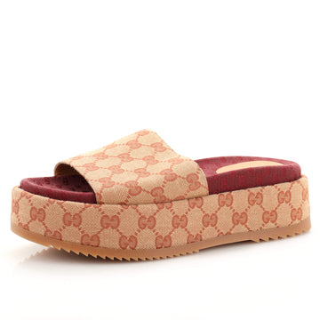 Gucci Women's Angelina Platform Slide Sandals GG Canvas
