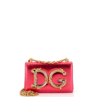 Dolce & Gabbana DG Girls Flap Bag Embellished Leather Small