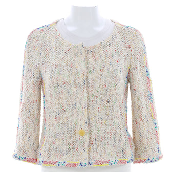 Chanel Women's Collarless Button Jacket Tweed