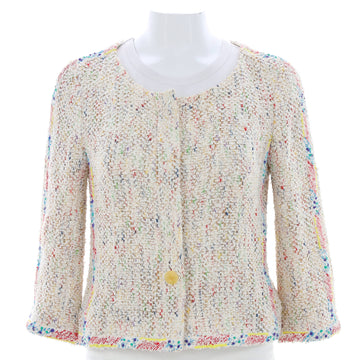 Chanel Women's Collarless Button Jacket Tweed