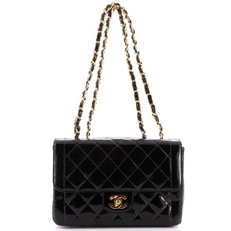 Chanel Vintage CC Chain Flap Bag Quilted Patent Small