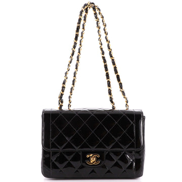 Chanel Vintage CC Chain Flap Bag Quilted Patent Small