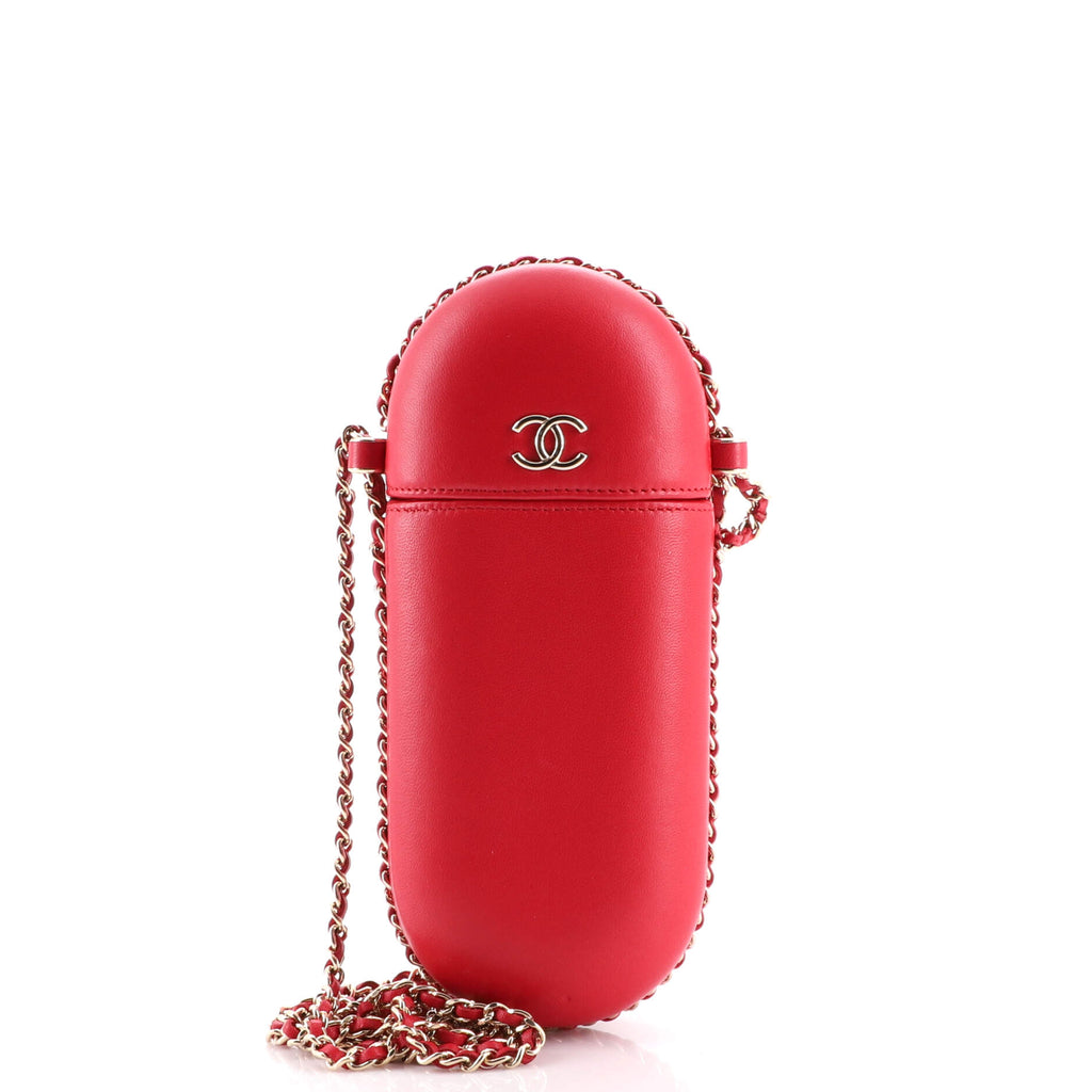 Chanel Chain Around Phone Holder Crossbody Bag Quilted Lambskin Red 2264986