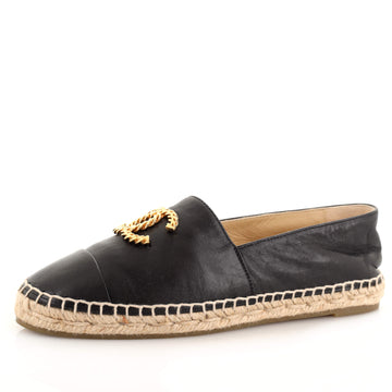 Chanel Women's CC Cap Toe Espadrilles Embellished Leather