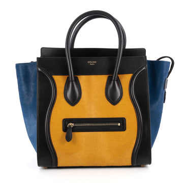Celine Tricolor Luggage Handbag Pony Hair and Leather Yellow 2007101