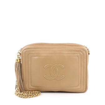 Chanel Vintage CC Tassel Camera Bag Lambskin Medium Brown