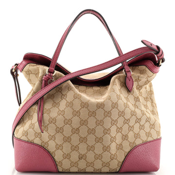 Gucci Bree Convertible Top Handle Bag GG Canvas with Leather Medium