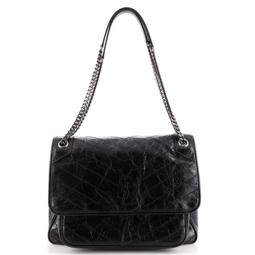 Saint Laurent Niki Chain Flap Bag Matelasse Chevron Leather Large