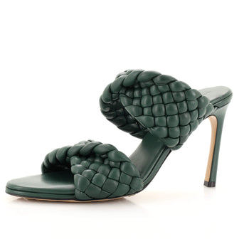 Bottega Veneta Women's Curve Twisted Heeled Sandals Padded Intrecciato Leather