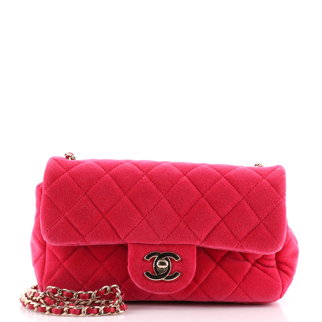 Chanel Pearl Crush Flap Bag Quilted Velvet with Crystal Detail Mini Pink  2007514