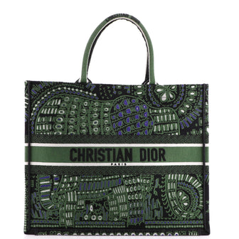 Christian Dior Book Tote Embroidered Canvas Large