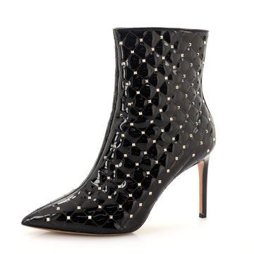 Valentino Garavani Women's Rockstud Spike Heeled Ankle Boots Quilted Patent
