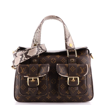 Louis Vuitton Manhattan NM Handbag Monogram Canvas with Python