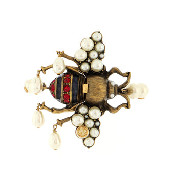 Gucci Bee Bracelet Metal and Faux Pearls with Crystals