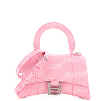 Balenciaga Hourglass Top Handle Bag Monogram Denim XS