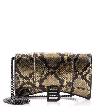 Balenciaga Hourglass Chain Wallet Python Embossed Leather