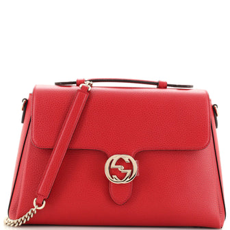 Gucci Interlocking Top Handle Bag Leather Medium