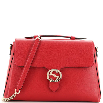Gucci Interlocking Top Handle Bag Leather Medium