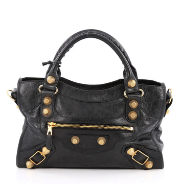 Balenciaga City Giant Studs Handbag Leather Medium Black 2008701