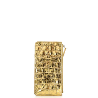 Chanel Classic Phone Case Pouch Crocodile Embossed Calfskin
