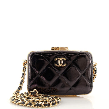 Chanel Box With Chain Quilted Patent Small