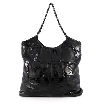 Chanel Brooklyn Tote Leather Patchwork Medium Black