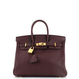 Hermes Birkin Handbag Purple Swift with Gold Hardware 25
