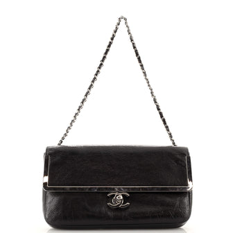 Chanel Frame Flap Shoulder Bag Crinkled Patent Small