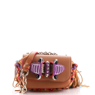 Christian Louboutin Fringe Sweet Charity Crossbody Bag Bead Embellished Leather Mini