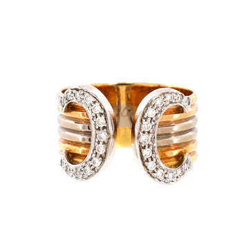 Cartier C de Cartier Ring 18K Tricolor Gold with Diamonds 10mm