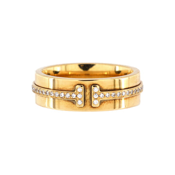 Tiffany & Co. T Two Ring 18K Yellow Gold and Diamonds Wide